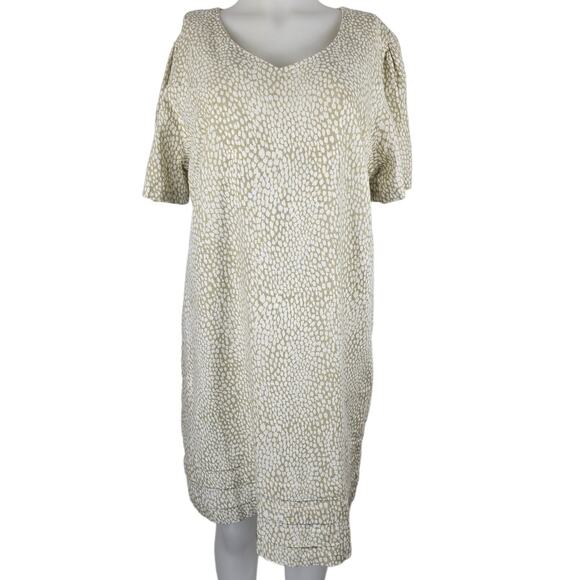 Nicole Miller Original Tan Cream Linen Blend Women's Shift Dress XL - Picture 1 of 5